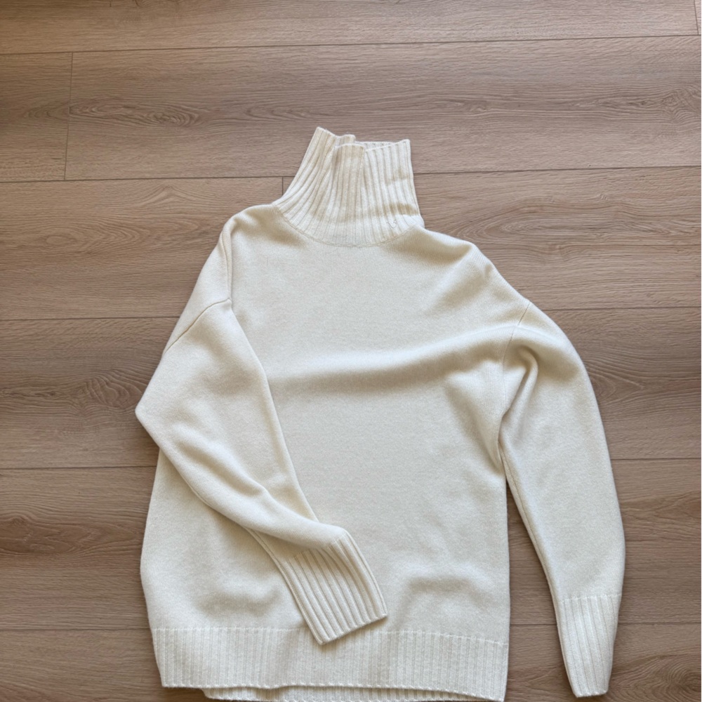 NAADAM Cream Ribbed Turtleneck Sweater Dress